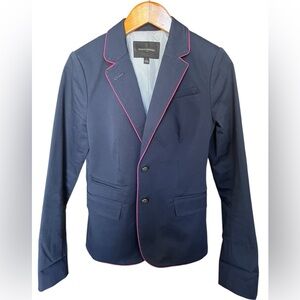 Banana Republic Academy Blazer  Navy Pink Pipping Trim Size 2‎